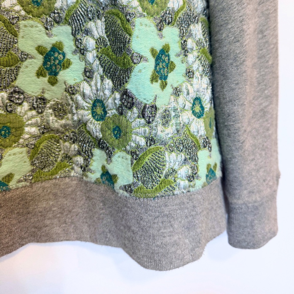 J Crew Collection Metallic Floral Brocade Sweatshirt Gray Green Small Preppy - Picture 3 of 6